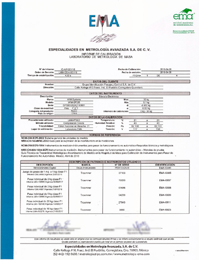 informe de calibracion